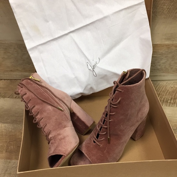 Joie Lakia Open Toe Velvet Bootie Soft Mauve 37.5 EU 7 1/2 US 7.5 - Picture 2 of 11